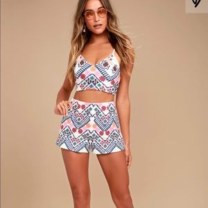Lulus Embroidered White Top & Shorts